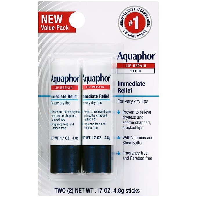 Aquaphor Lip Repair Stick - Soothes Dry Chapped Lips - Two(2) .17 Oz Sticks | Amazon (US)
