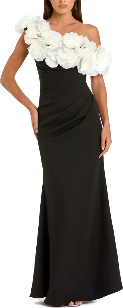 Jersey Gown With 3D Flower Off The Shoulder Detail | Nordstrom