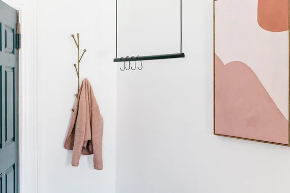 Modern Hanging Clothes Rack in Black  Ceiling Mounted Hanging | Etsy | Etsy (US)