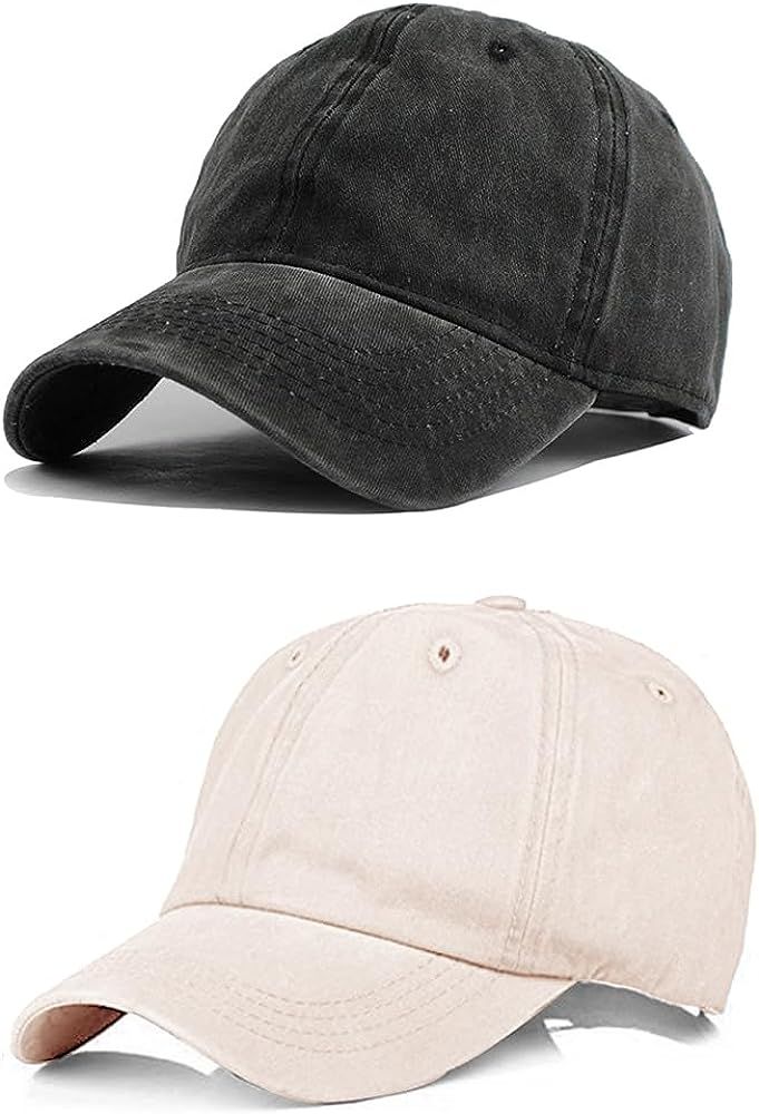 Unisex Vintage Washed Distressed Baseball-Cap Twill Adjustable Dad-Hat | Amazon (US)