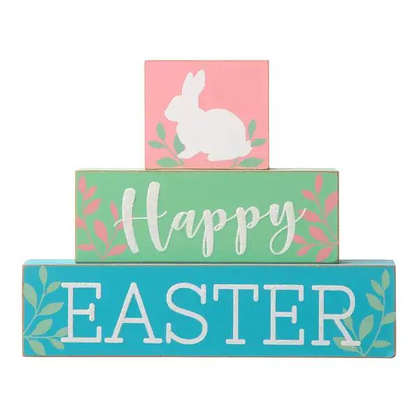 Glitzhome 9.5"L Wooden Easter Block Table Decor - Overstock - 30573578 | Bed Bath & Beyond