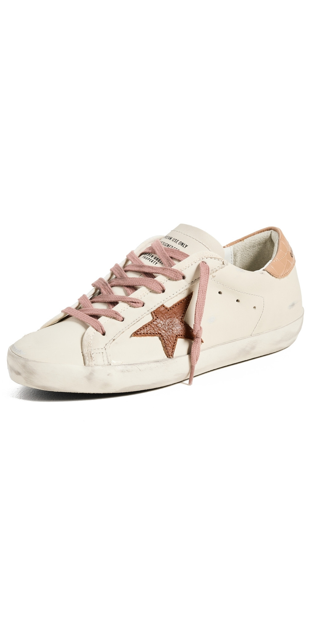 Golden Goose Super Star Leather Upper Sneakers and Star Croco Printed Heel Talco/Brown/Beige 39 | Shopbop