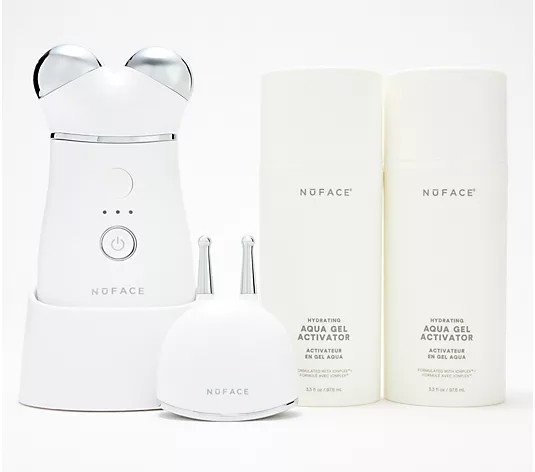 NuFace Trinity+ Facial Toning Device w/ ELE & 3.3 oz Aqua Gel Duo | QVC