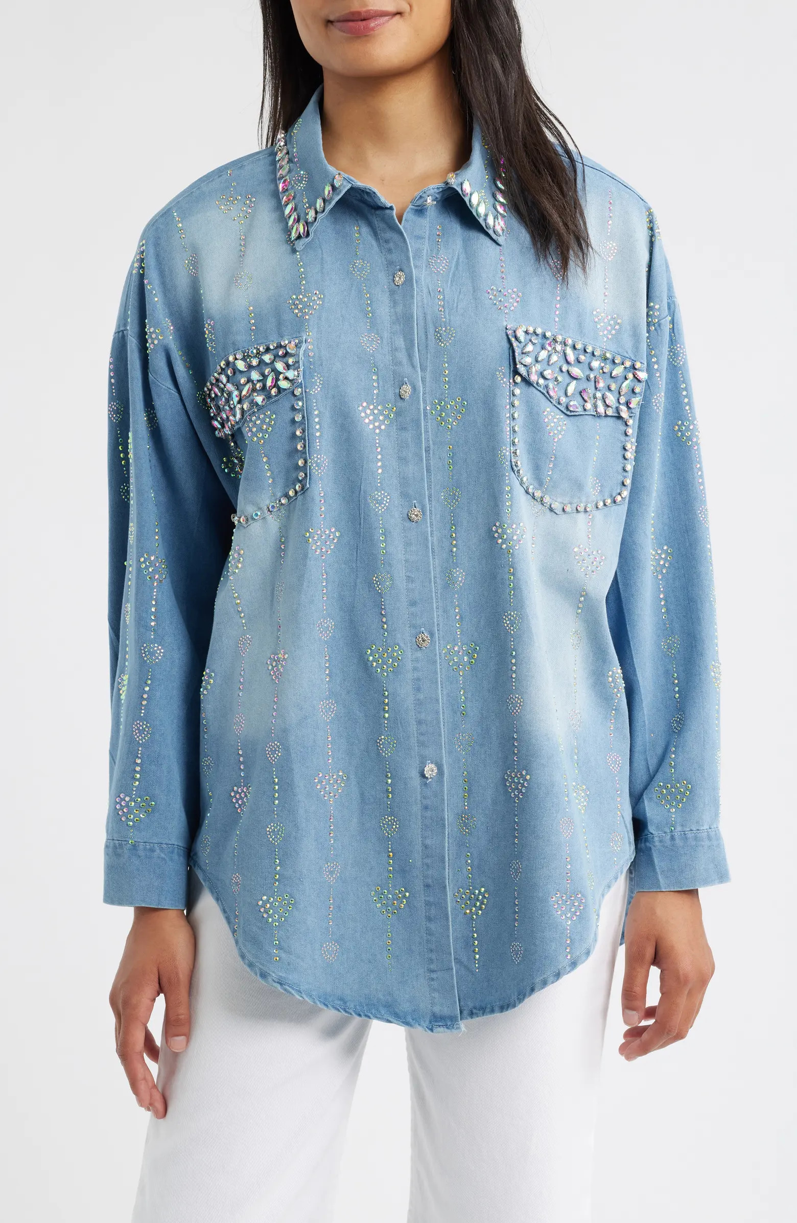 Keyla Embellished Button-Up Shirt | Nordstrom