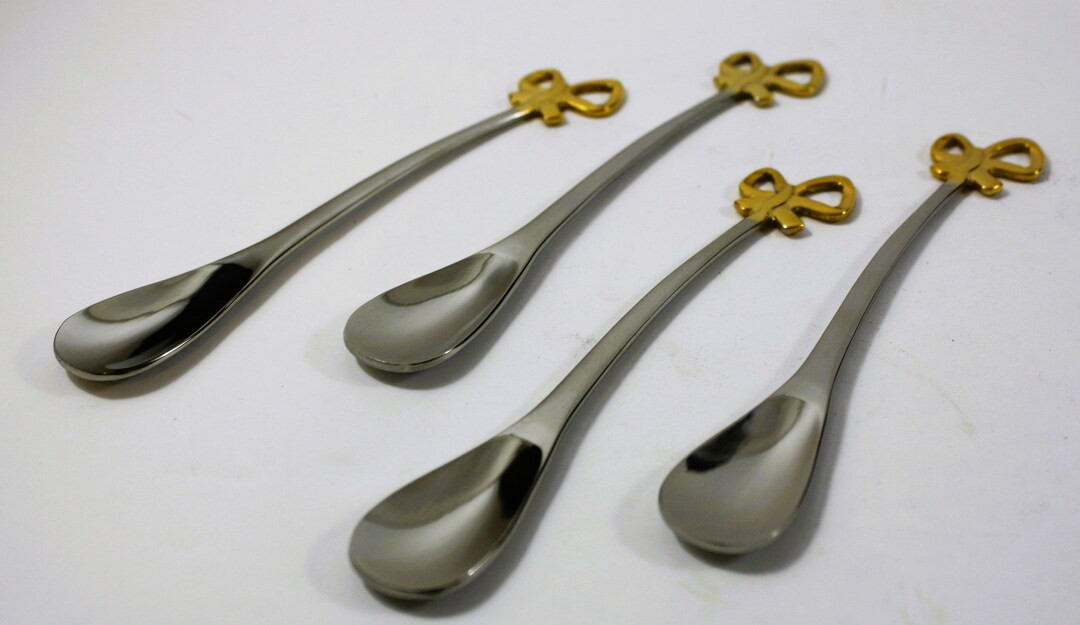 Martian Caviar Spoon Set of 4 Stainless Steel 18-8 Bow Design Japan in Original Box | Etsy (US)