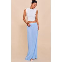 Sky Blue Textured Knit Look Maxi Skirt | PrettyLittleThing US