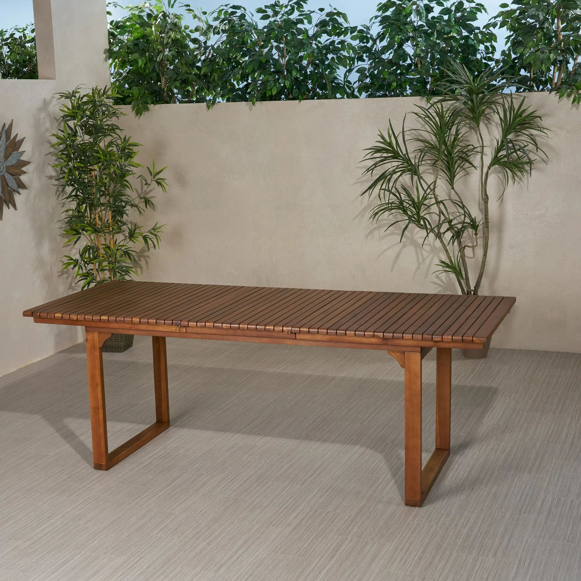 Salene Outdoor Acacia Wood Expandable Dining Table, Brown Patina | Walmart (US)