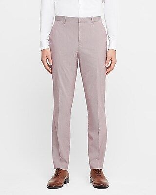 Men's Big & Tall Slim Cotton-Blend Houndstooth Dress Pants Pink W40 L30 | Express