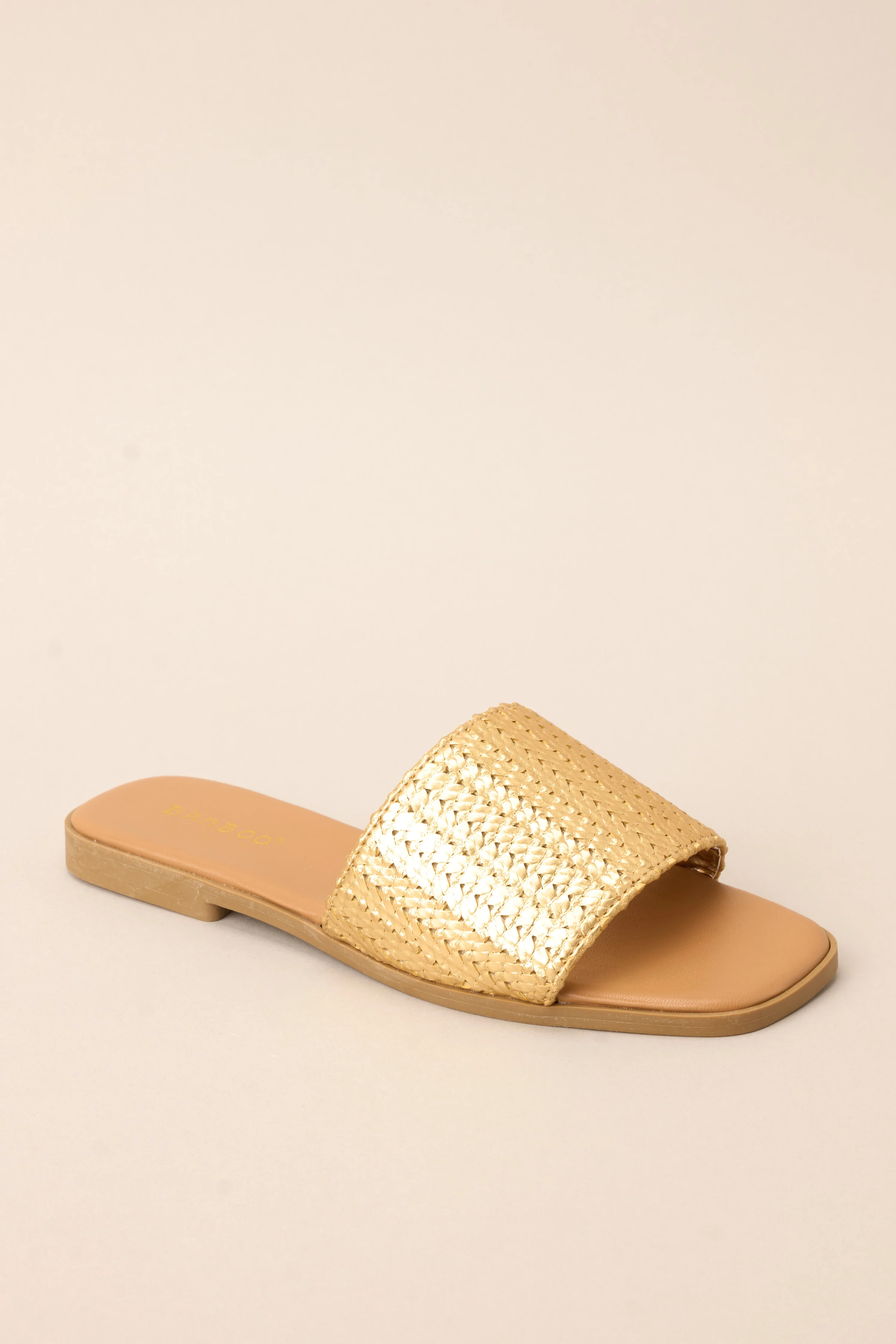Walk Confidently Gold Sandals | Red Dress