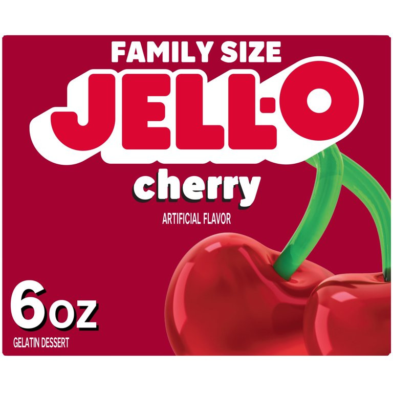 Jell-O Cherry Artificially Flavored Gelatin Dessert Mix, Family Size, 6 oz Box | Walmart (US)