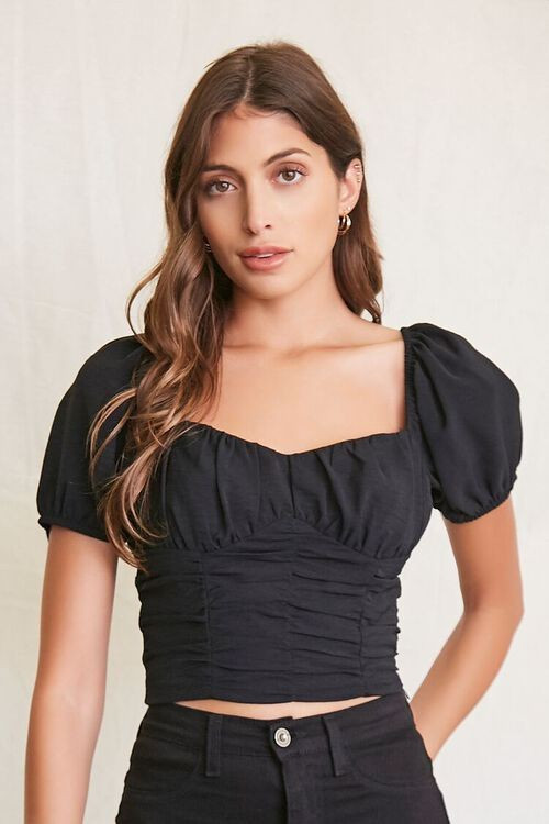 Sweetheart Puff-Sleeve Crop Top | Forever 21 | Forever 21 (US)