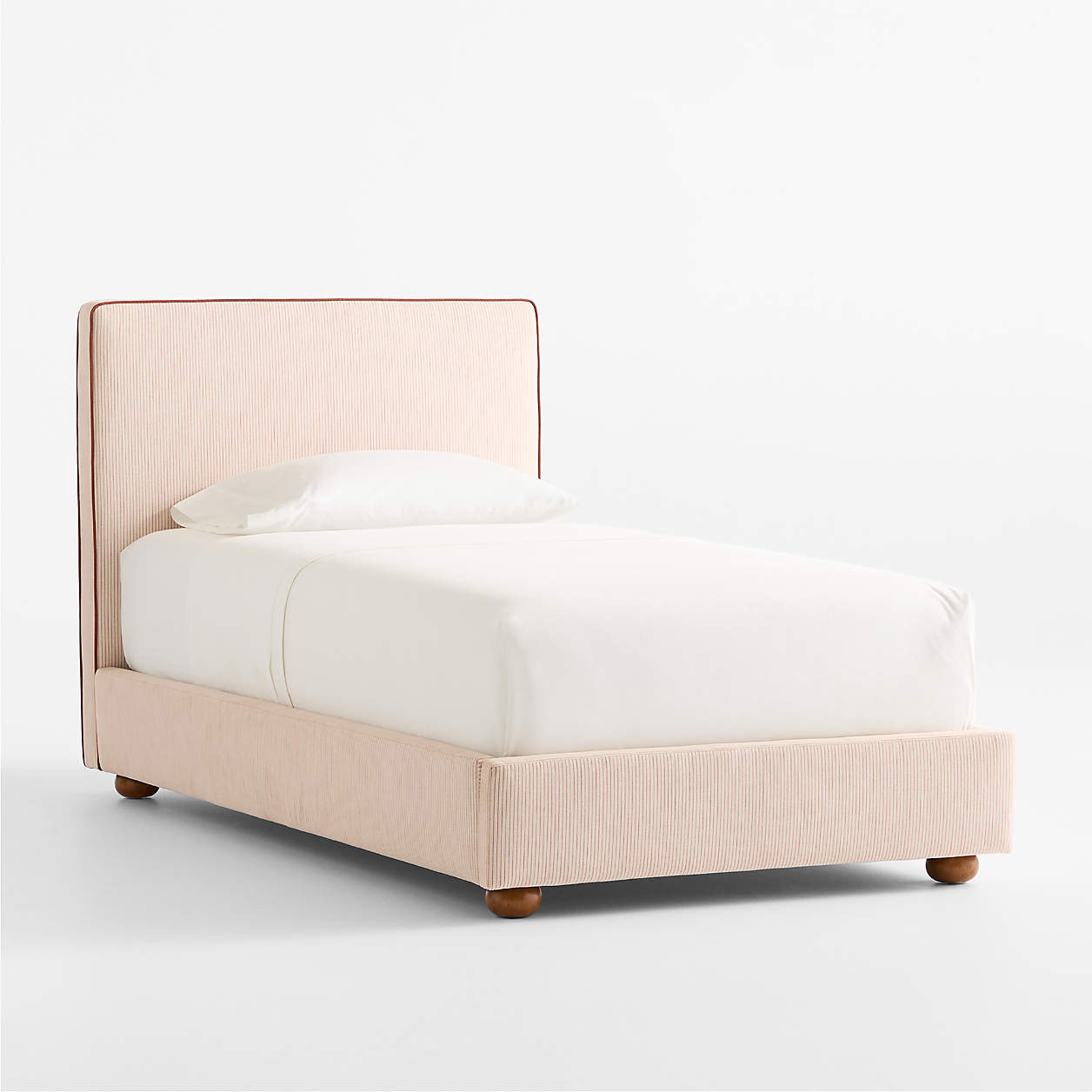 Petit Matelot Rust Red Striped Upholstered Kids Twin Bed by Sharland England | Crate & Kids | Crate & Barrel