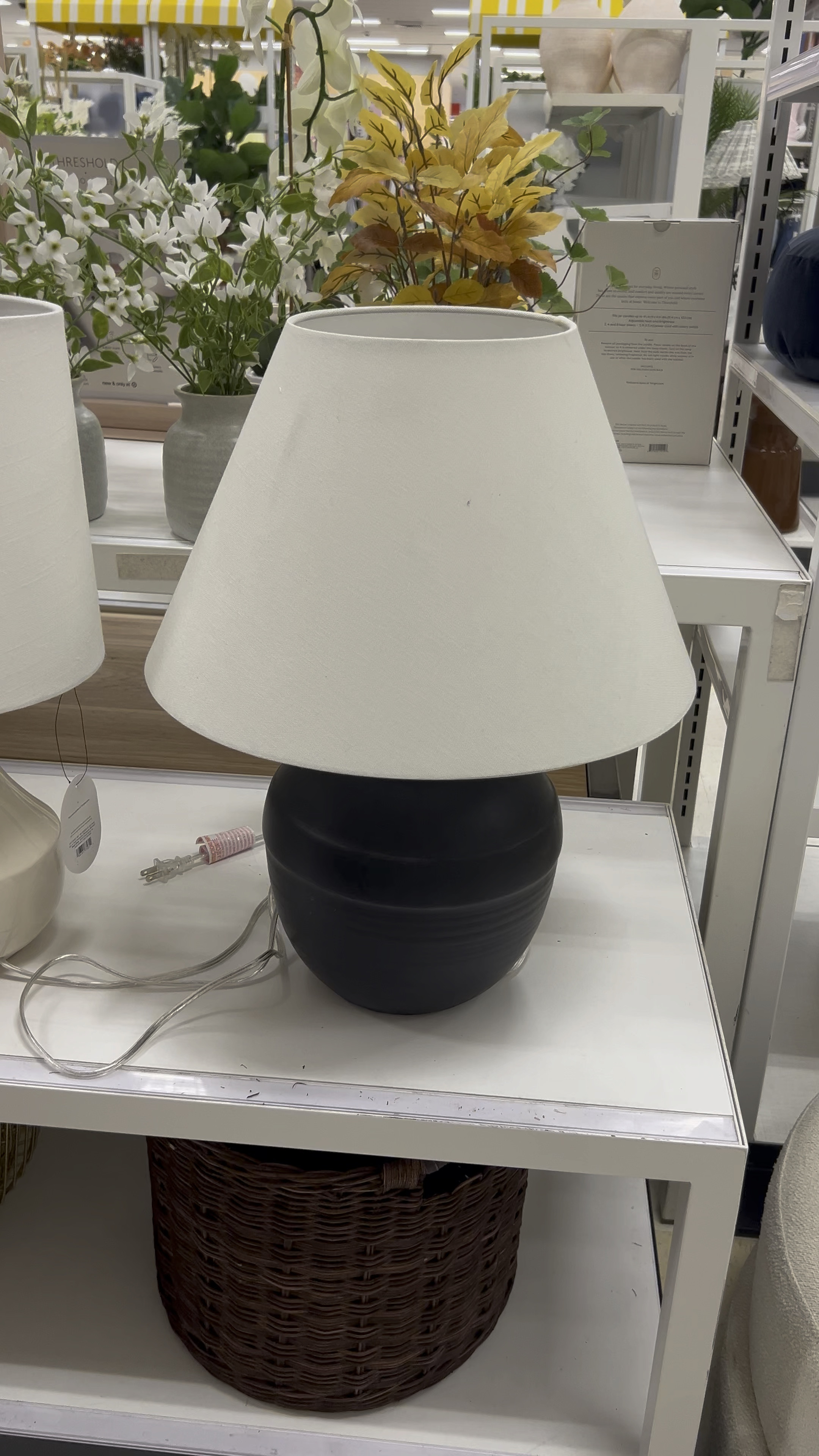 Cute black ceramic table lamp from Studio McGee at Target!
-
Target finds - studio McGee lighting - studio McGee table lamp - wicker lamp shade - studio McGee wall sconce with plaid shade - affordable lighting - target studio McGee lighting 

#LTKFindsUnder100 #LTKHome