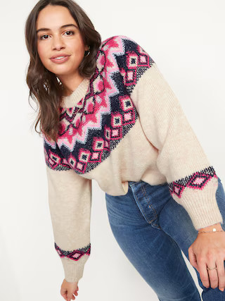 Crew Neck Fair Isle Sweater for Women | Old Navy (US)