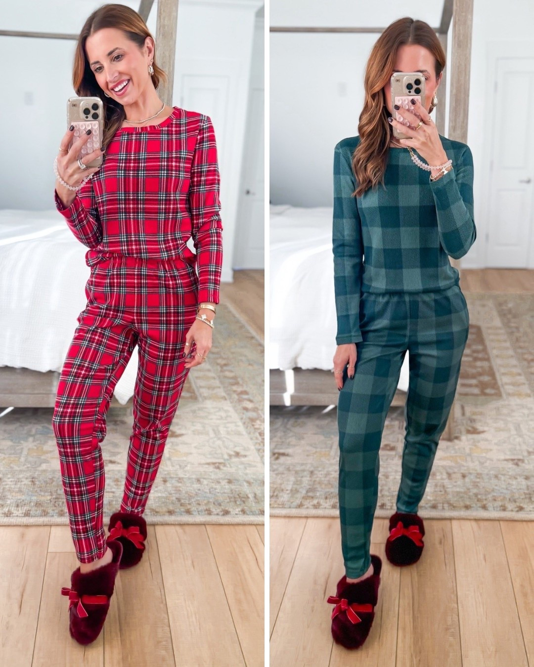 Walmart plaid pajamas in XS, runs big so consider sizing down. Target bow slippers. Christmas pajama. Matching Christmas pajamas. Gift ideas for her. 


#LTKCyberWeek #LTKHoliday #LTKGiftGuide