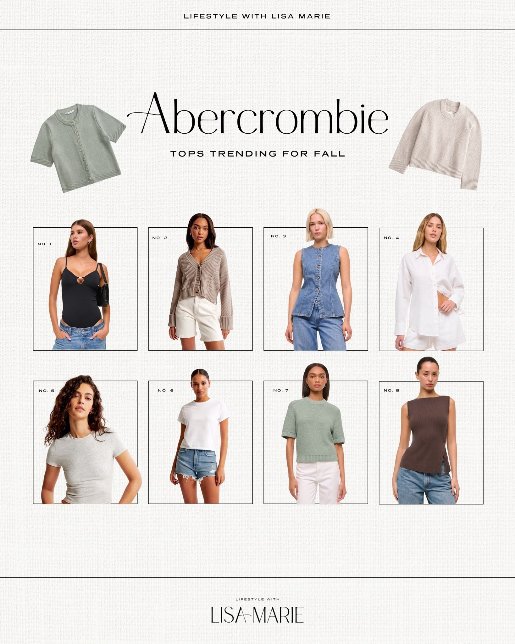 Abercrombie fall tops. Fall workwear. Elevated casual. Snappy casual. Summer tops. Summer style. Summer Outfits. Fall style. Sweater top. Denim vests. Vacation outfits. East coast style. 


#LTKWorkwear #LTKTravel #LTKSeasonal