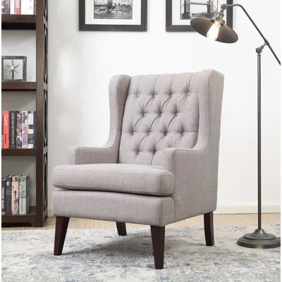 Argenta Button Tufted Wingback Chair Upholstery: Gray | Wayfair North America