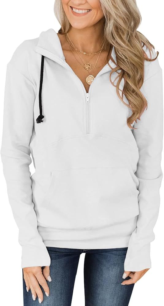 Fallorchid Womens Long Sleeve Tops Quarter zip Pullover Hoodies Casual Sweatshirts with Pocket | Amazon (US)