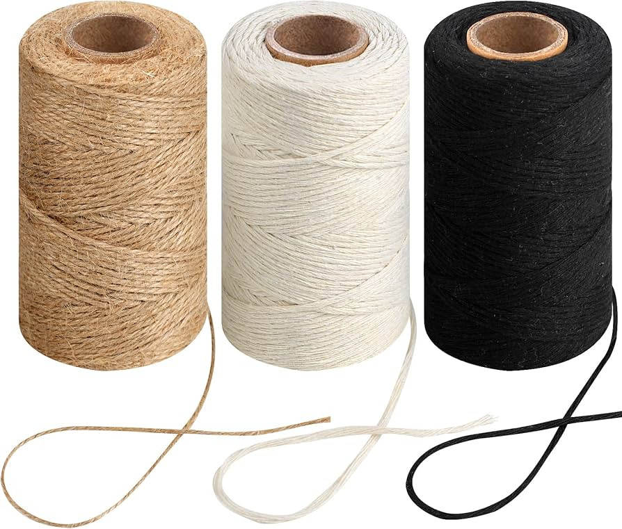 984 Ft Natural Jute Twine, 2mm Thin White Cotton Rope for Crafts, Art, Gardening, Gift Wrapping, ... | Amazon (US)