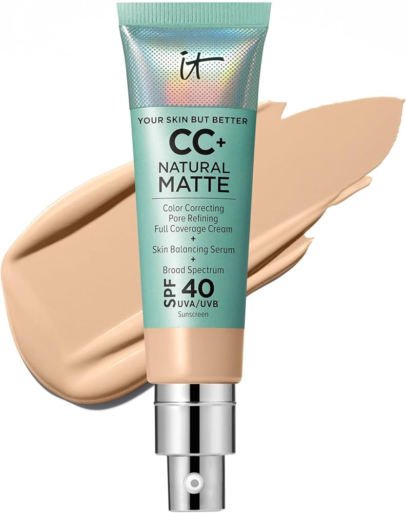 IT Cosmetics CC+ Cream Natural Matte Foundation with SPF 40 - Shine-Reducing & Long-Wear Full Cov... | Amazon (US)