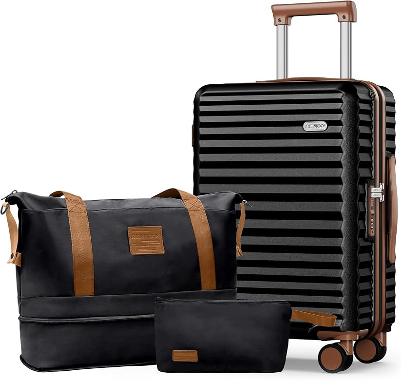 SHOWKOO Carry On Luggage Hardshell Lightweight Luggage Set, Suitcase with Double Spinner Wheels T... | Amazon (US)