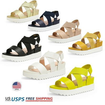 Womens Platform Wedge Sandals Ankle Strap Open Toe Slip On  Casual Shoes | eBay | eBay US
