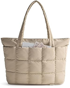 BAGSMART Expandable Tote Bag for Women, Zipper Puffer Work Tote with Water-Resistant Quilted, Nur... | Amazon (US)