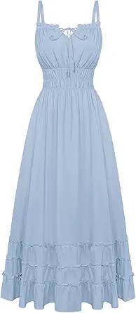 Scarlet Darkness Women's Summer Maxi Dress 2026 Boho Sleeveless Ruffle Flowy Milkmaid Sundress wi... | Amazon (US)