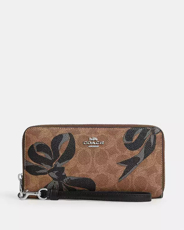 Long Zip Around Wallet In Signature Canvas With Bow Print | Coach Outlet US
