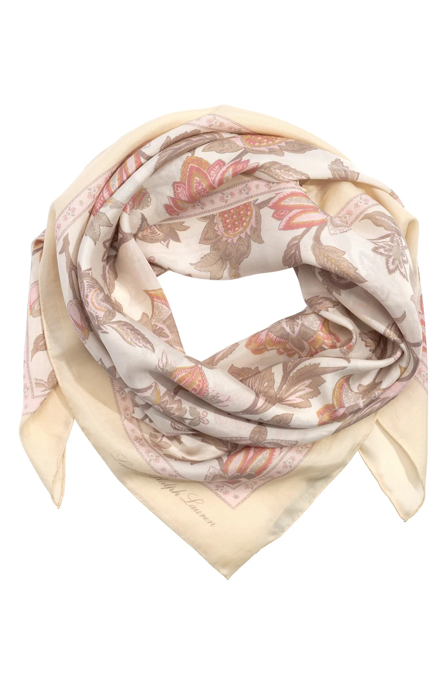Lauren Ralph Lauren Garden Floral Silk Twill Square Scarf | Nordstrom | Nordstrom