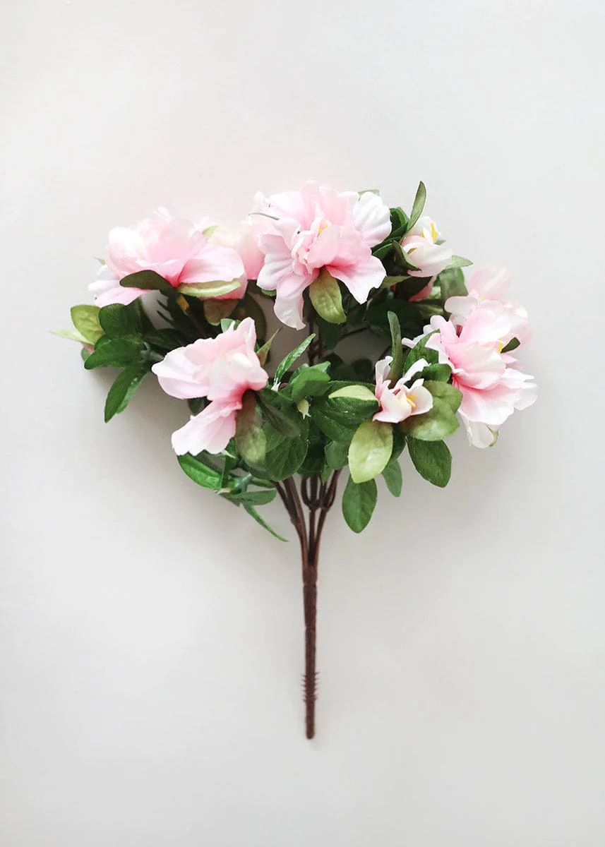 Pink Azalea Silk Flowers Bush - 13" | Afloral
