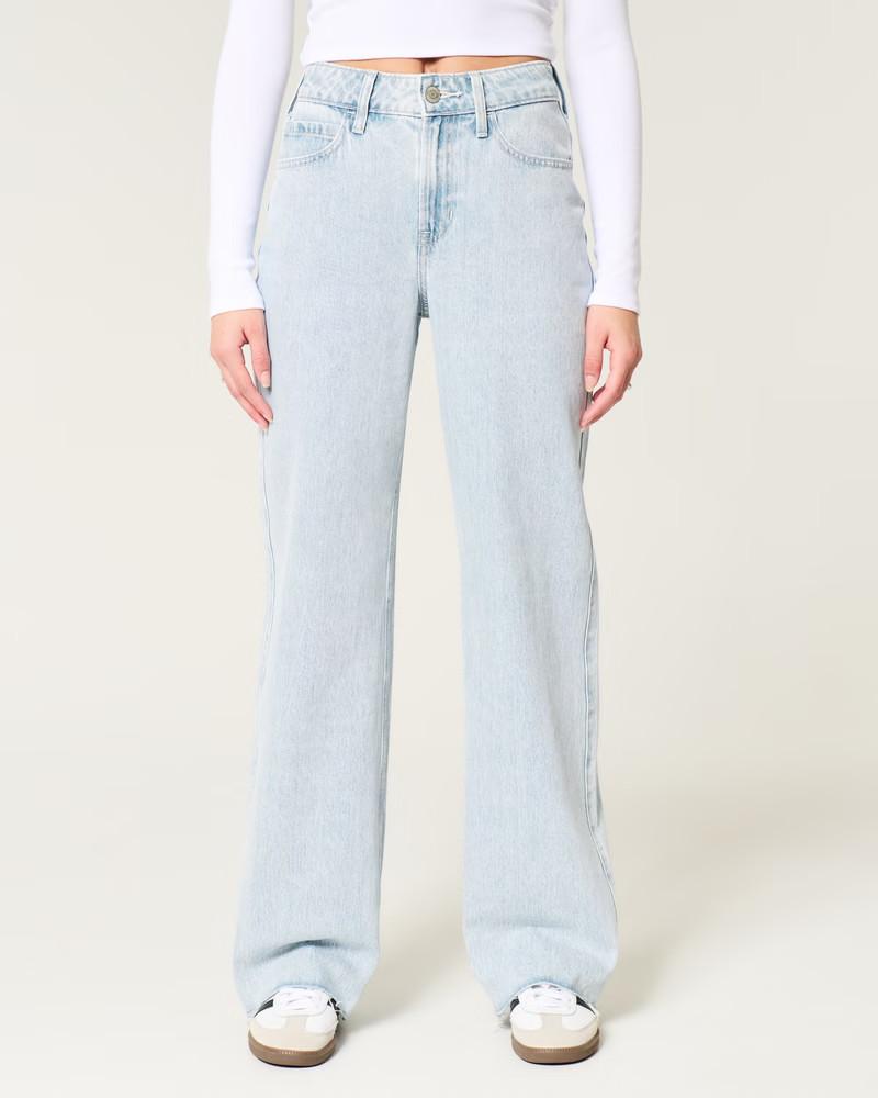 High-Rise Light Wash Baggy Jeans | Hollister (US)