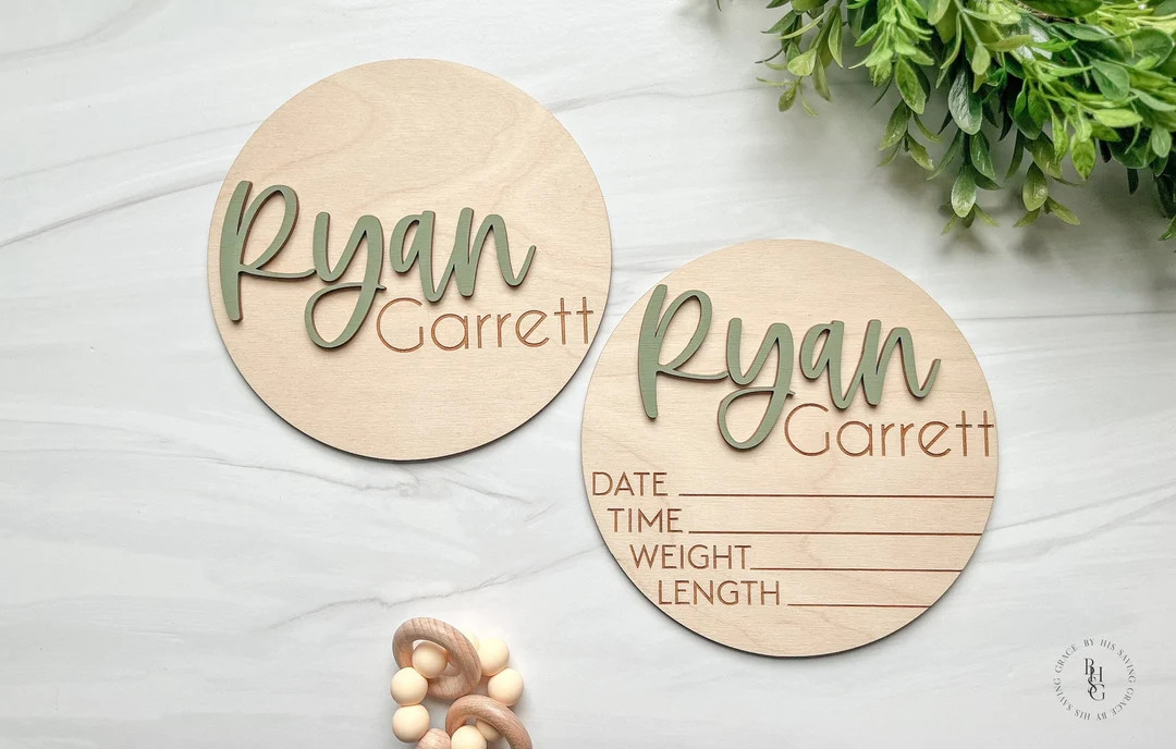 Baby Announcement Sign With Birth Stats Matching Name Plate Wood Sign for Name Reveal Personalize... | Etsy (US)