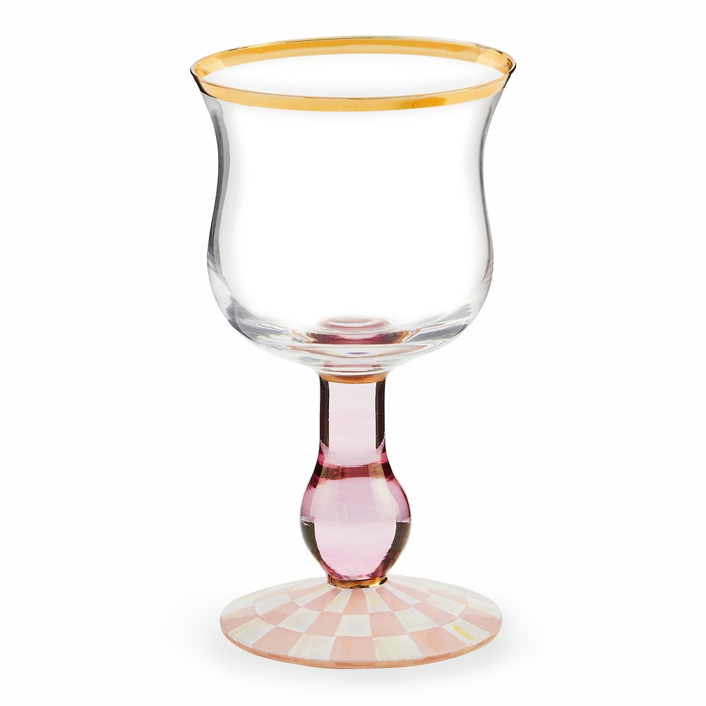 Rosy Check Wine Glass | MacKenzie-Childs