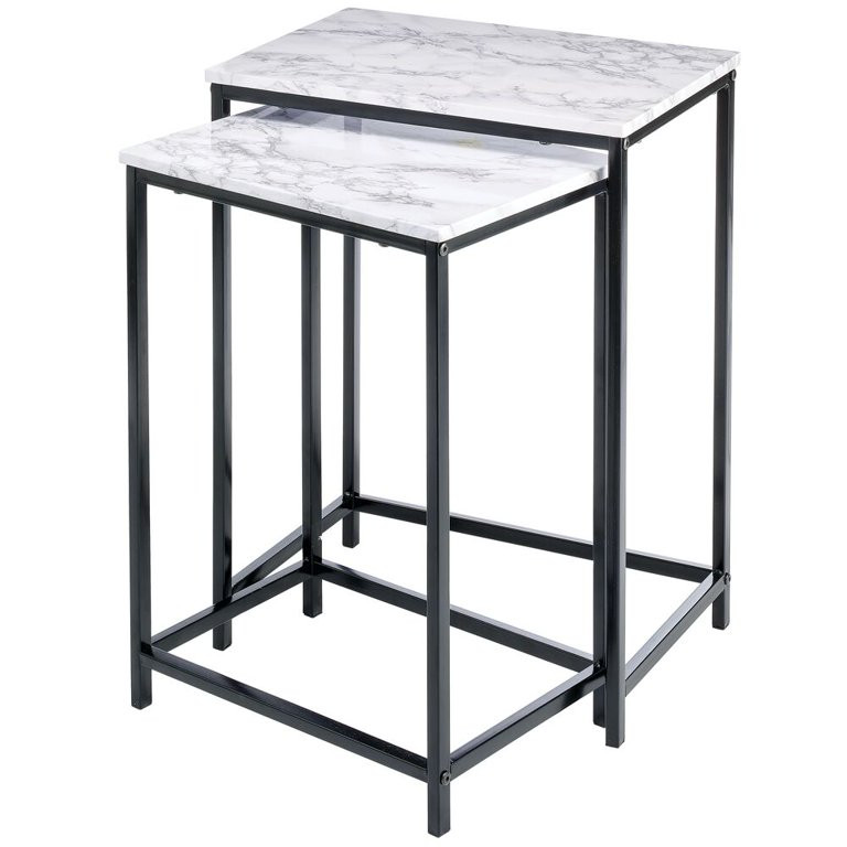 mDesign Modern Nesting Side/End Table - Metal Wood Design - Sturdy Vintage, Rustic, Industrial Ho... | Walmart (US)