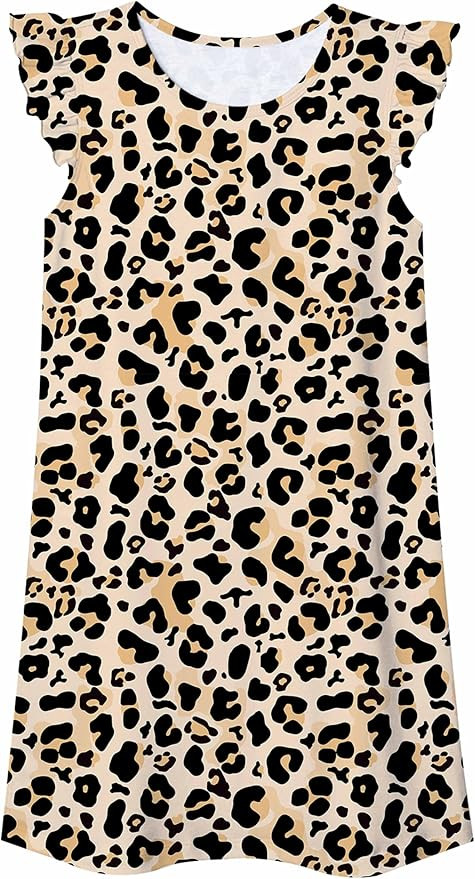 Funnycokid Girls Nightgowns Pajamas Dress 3D Printed Flutter Sleeve Sleepwear Nightdress Nightshi... | Amazon (US)