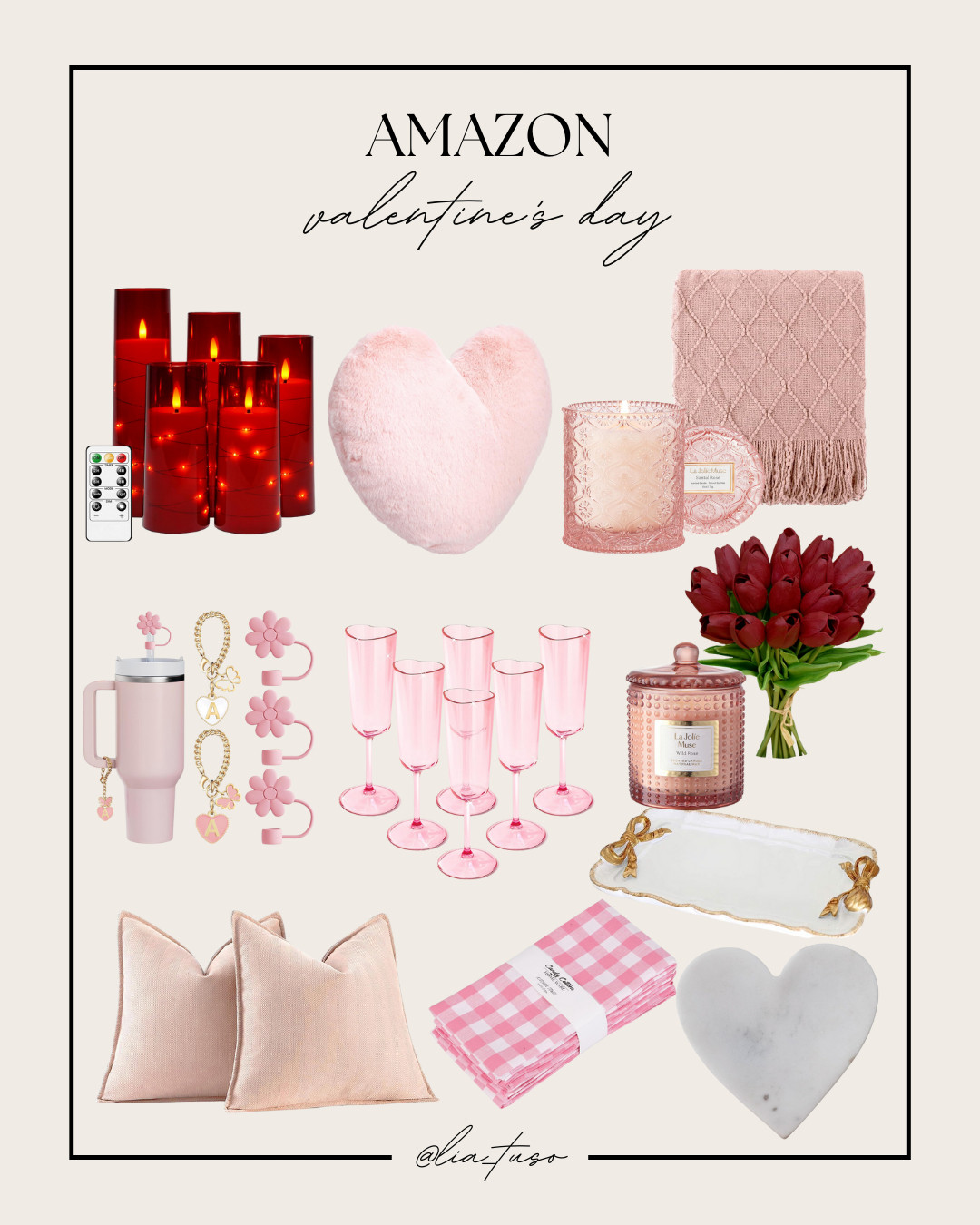Amazon Valentine's Day | Valentine's Day Decor, Valentines Decor, Valentine's home decor, Valentines Finds, Stanley Cup Accessories, Heart Pillow, andalwood Rose Candle, Blush Throw Blanket, Pink Pillow Covers, Flameless LED Candles, 20pcs Burgundy Flowers Artificial Tulip, Vintage Decorative Tray Jewelry, MUSE Rose Candle, Baby Pink Taper Candles, Kitchen Towels Pink Classic Dish Towels

#valentinesdecor #valentinesdaydecor #valentineshomedecor 

 #LTKGiftGuide #LTKSeasonal #LTKHome
