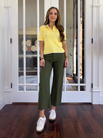 Styled this @gapfactory polo with my fave @anthropologie Colette pants in olive and comfy @vionicshoes sneakers. Neutral, fresh, and summer-ready. 

 #LTKSummerEdit #LTKSeasonal #LTKStyleTip