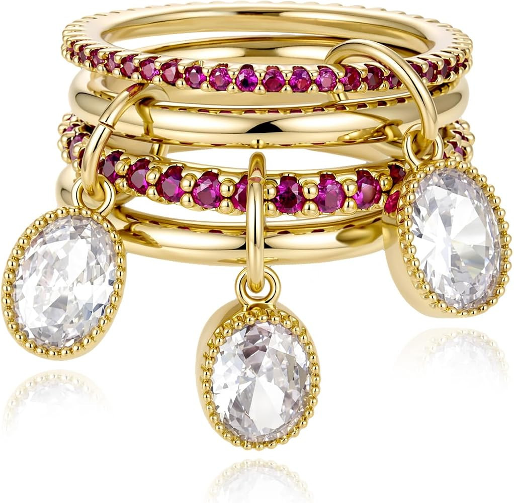 COLOYAN 14k Gold Plated Stackable Interlocking Rings for Women Non Tarnish | Amazon (US)