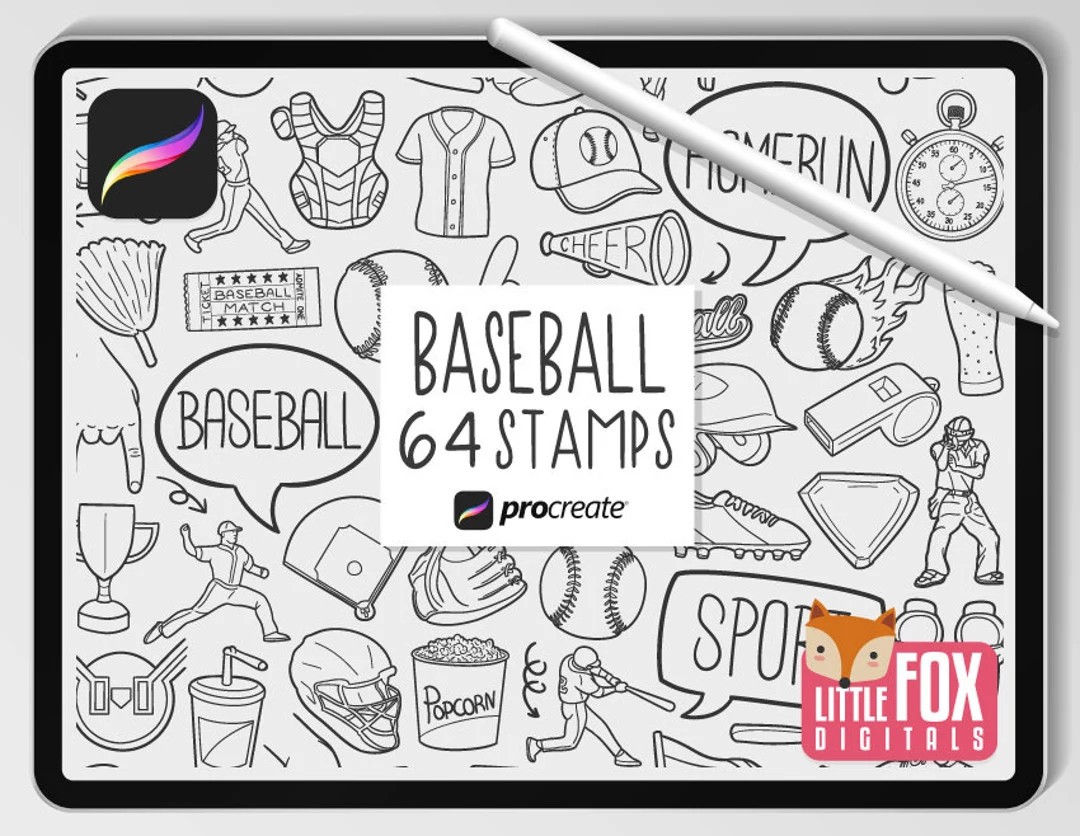 BASEBALL STAMPS, Procreate Brushes, Sport Icons, Sport Bundle Doodles. Softball America Digital S... | Etsy (US)