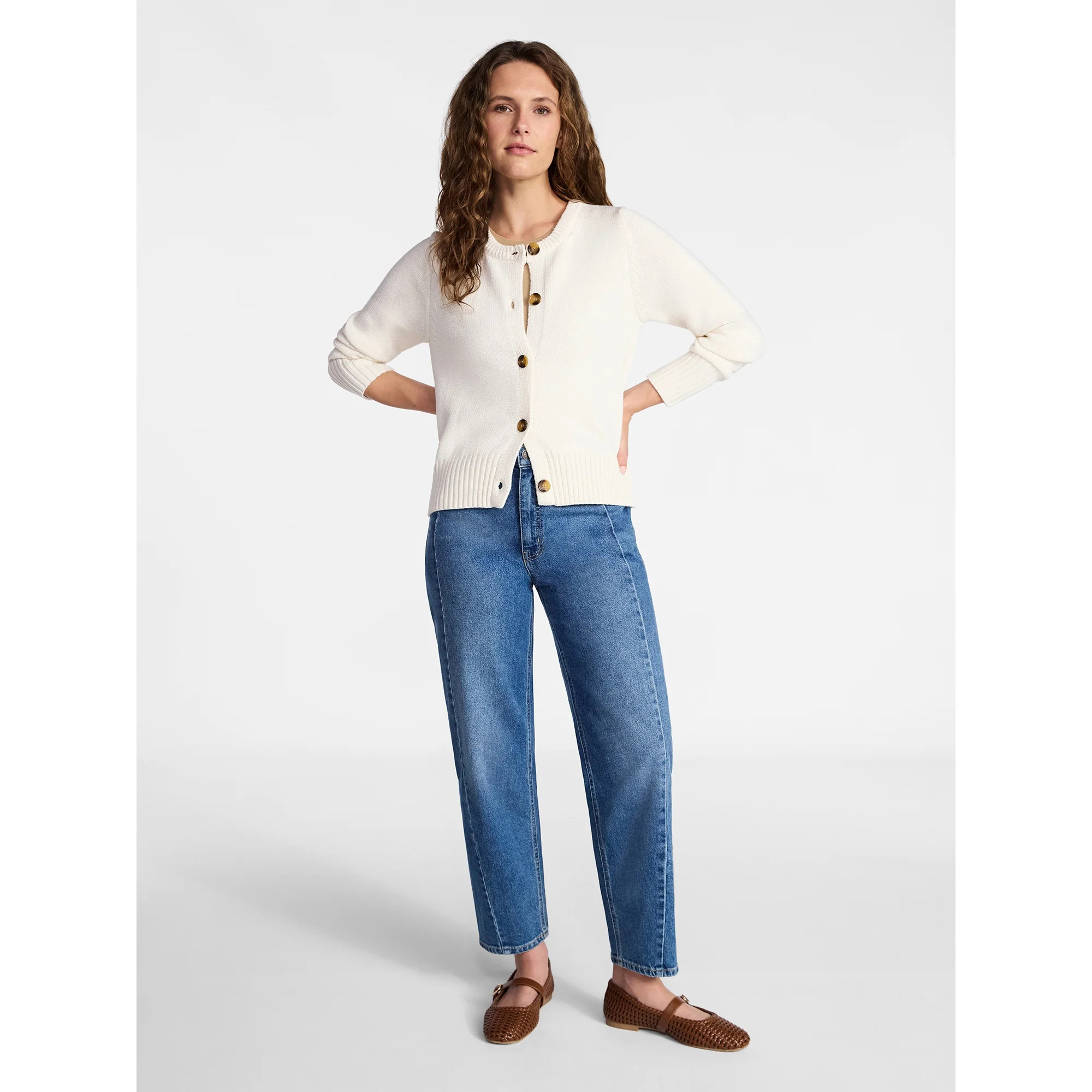 Time and Tru Women's Button Front Cardigan Sweater, Midweight, Sizes XS-XXXL | Walmart (US)