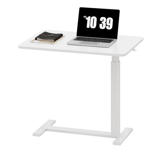 Sweetcrispy Overbed Bedside Table with Wheels, Adjustable Hospital & Home Use Bed Table, Rolling Laptop Table, Mobile Standing Desk, White | Amazon (US)