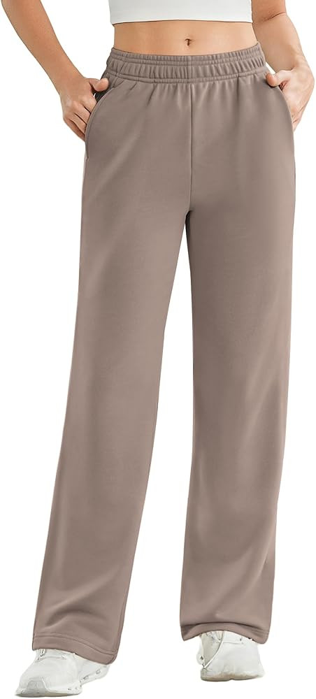 PINSPARK Women's High Waisted Straight Leg Sweatpant Comfy Interior Drawstring Workout Sweat Pant... | Amazon (US)