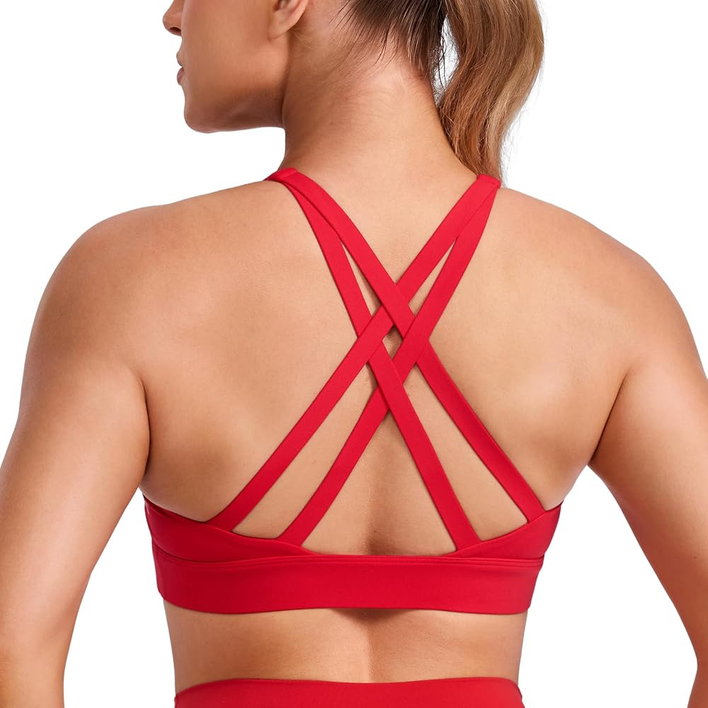 CRZ YOGA Butterlift Wide Criss Cross Straps Supportive Sports Bras for Women - Medium Impact Stra... | Amazon (US)