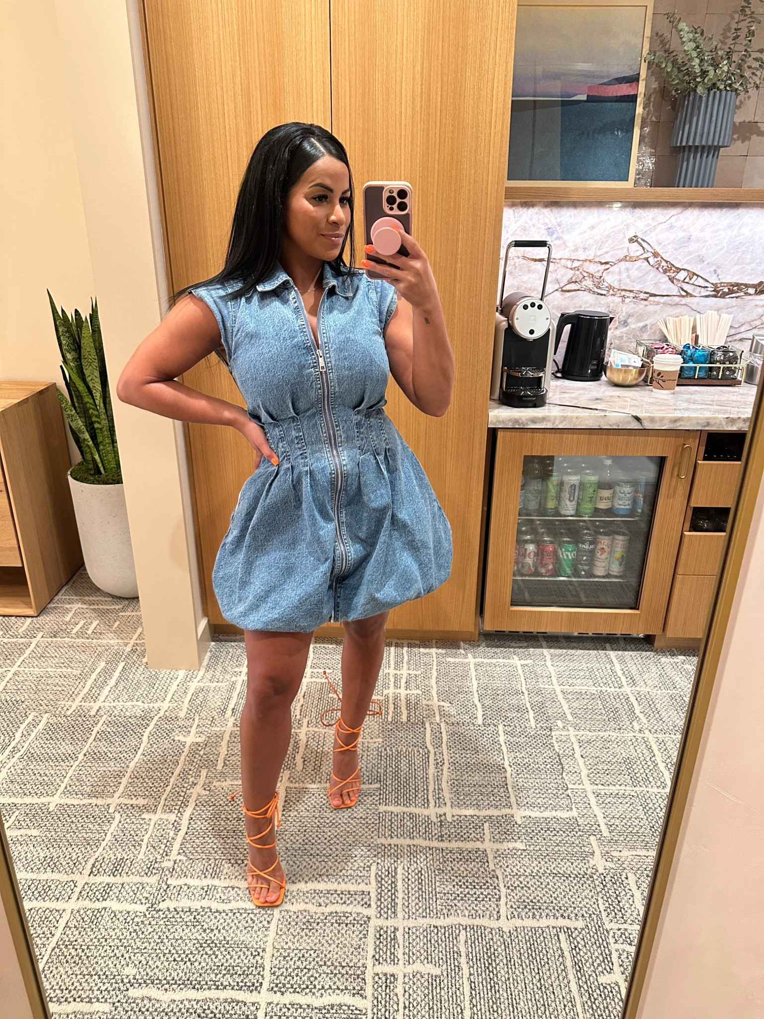 Wearing a Small in the dress 