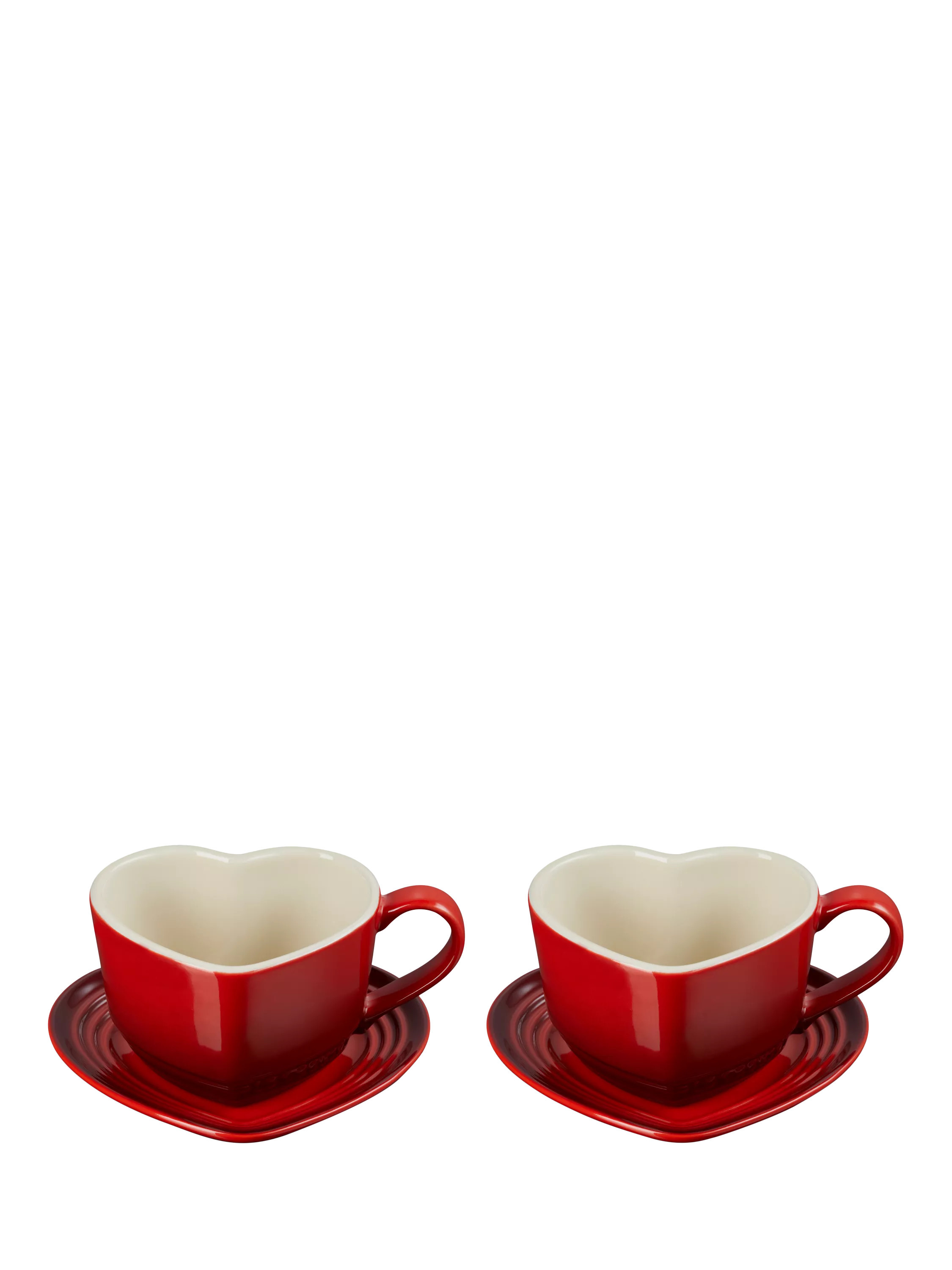 Le Creuset Stoneware Heart Cups & Saucers, Set of 2, 200ml | John Lewis (UK)