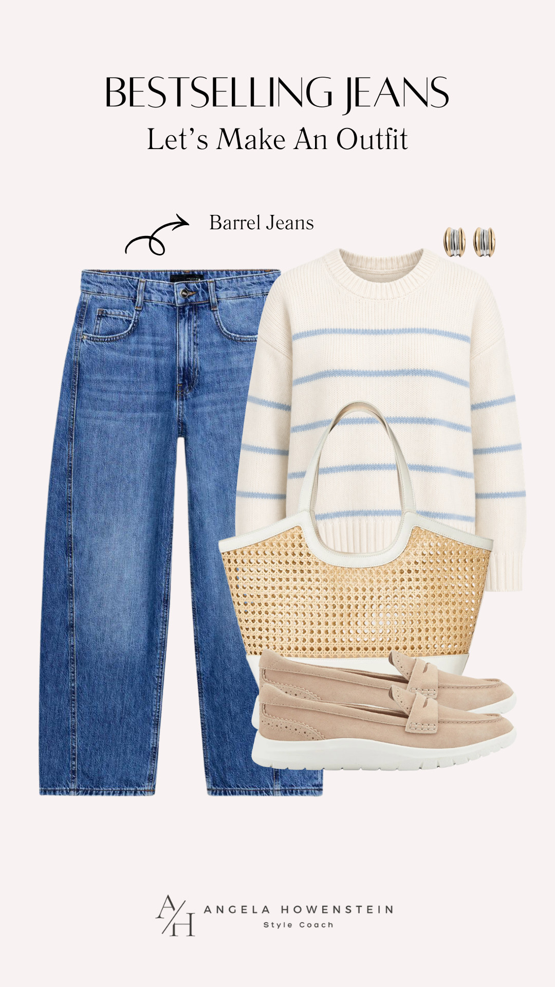 These bestselling barrel jeans are one of the easiest trends to wear! I paired them with a soft striped sweater, a woven tote, and comfortable loafers for an outfit that's relaxed, polished, and perfect for everyday. It's an effortless look you'll reach for all season long.

👩‍💻 LTK PRO TIPS
❤️ Heart = Support my posts ;-)
🔖 Save = Get sale & restock alerts for the things you love!
📋 Lists = Keep favorites organized (List ideas: Christmas, Birthdays, and Vacations!)
📲 Share = Send lists and products to a friend (or your daughters like me).
💬 Comment = Ask me anything, and I'll answer. ;-)` 

 #LTKootd #LTKSeasonal #LTKOver40