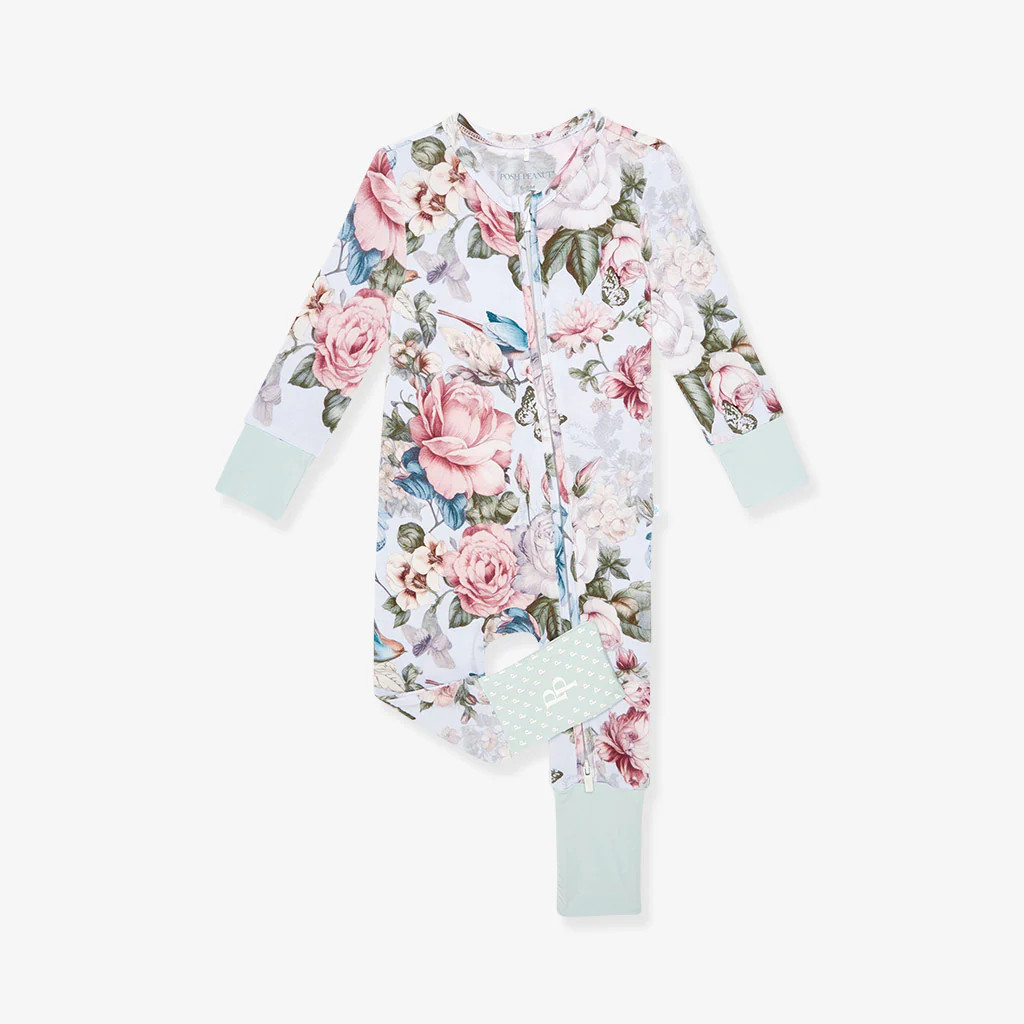 Floral Blue Baby Convertible Sleeper | Amarantha | Posh Peanut