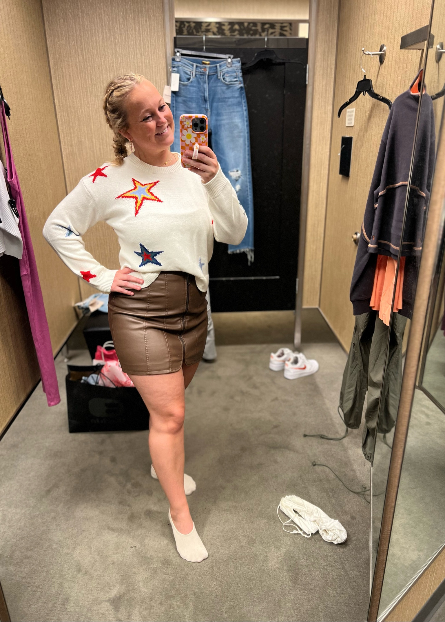 Rails cashmere cream stars sweater- love it with this brown Free People skirt! Would also be super cute with jeans, shorts, or a pair of cargo/parachute pants. 

#LTKstyletip #LTKxNSale #LTKsalealert