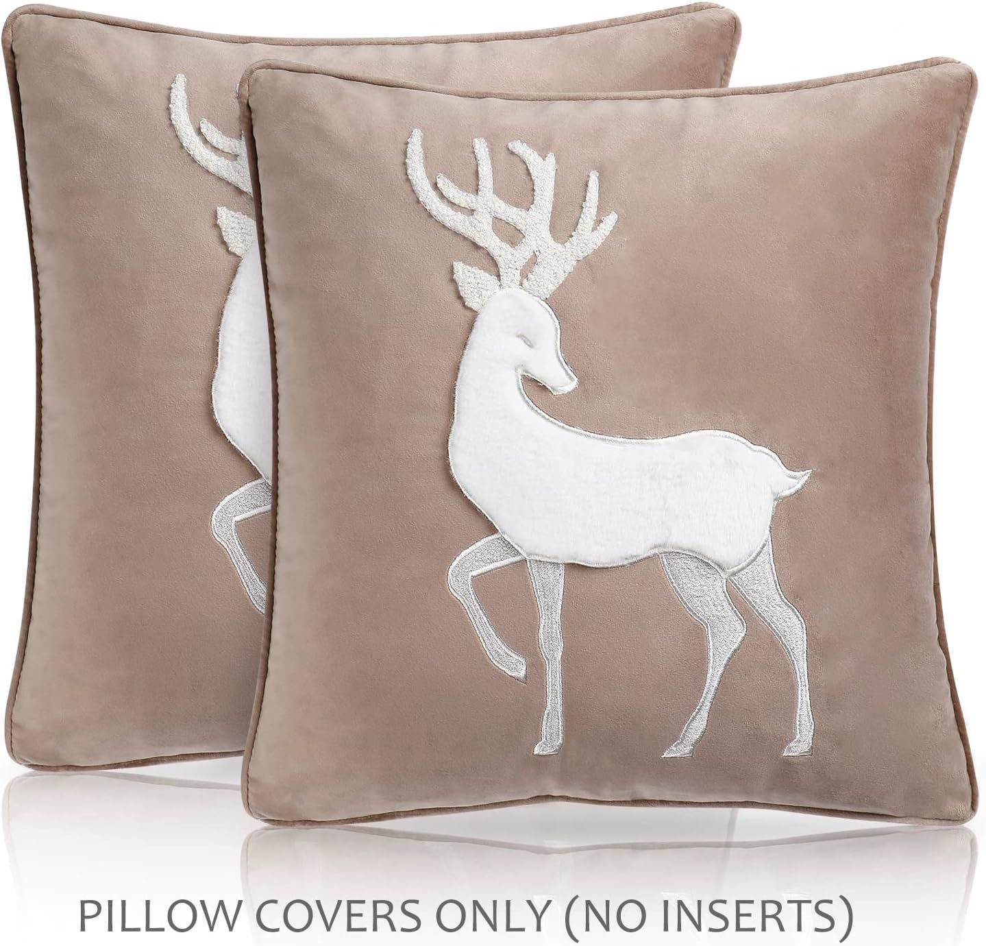 LCK 2PCS Christmas Deer Throw Pillow Covers Farmhouse Deer Couch Pillow Decorative Linen Fur Deer... | Amazon (US)